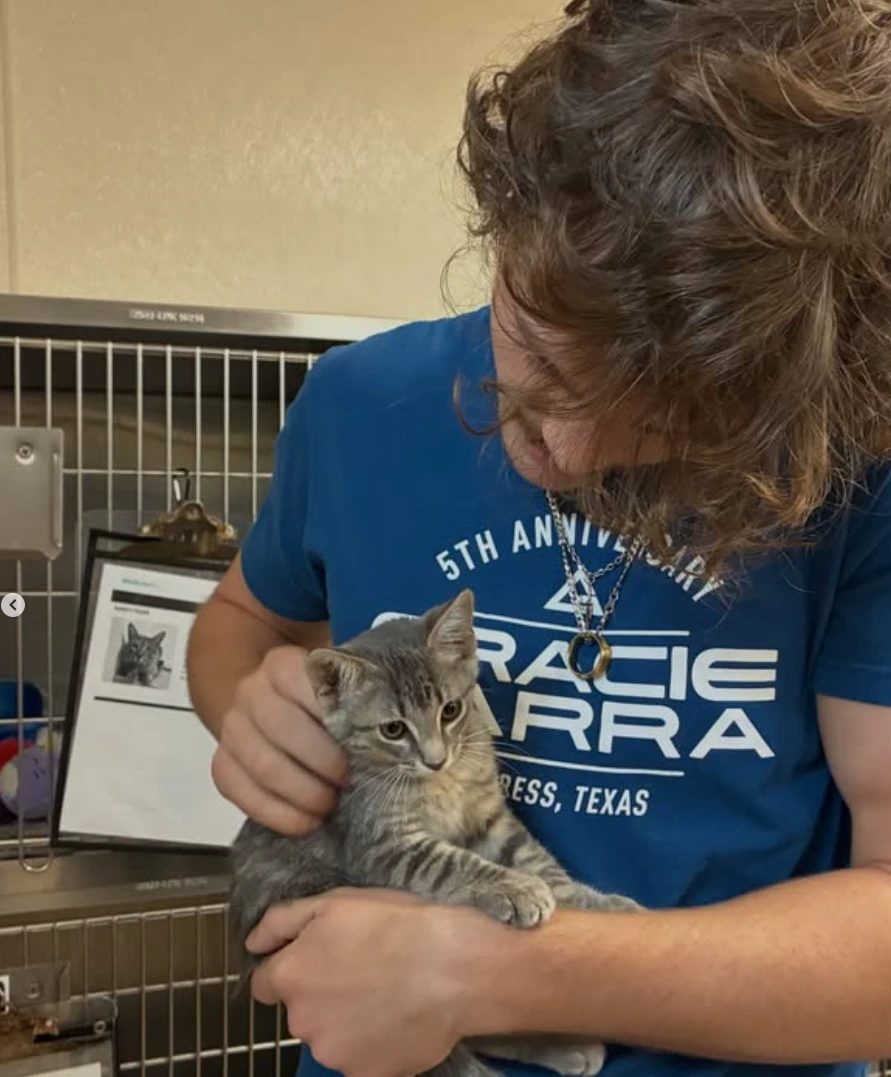 Saturday, 9/26: cuddling a kitten at the Aggieland Humane Society